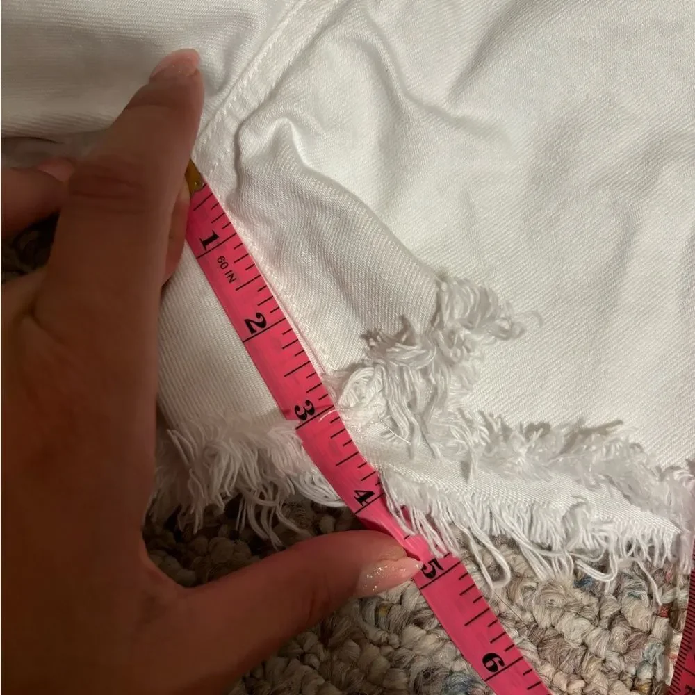 7 For All Mankind Monroe Revolve Cut Off Raw Hem Shorts Clean White- Size 25